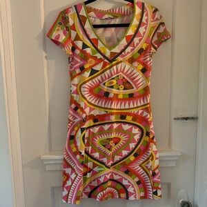Emilio Pucci Pink and Yellow Geometric Mini Dress